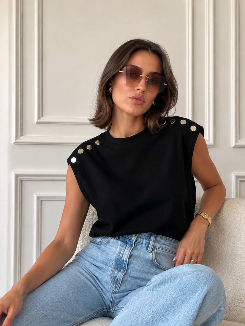 Luxe Stud Shoulder Top