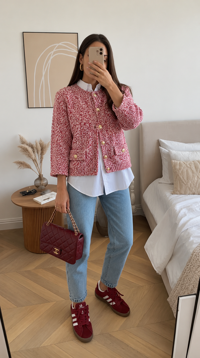 Cárdigan Rosé Tweed