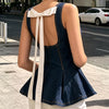 Blusa Denim Coquette Bow