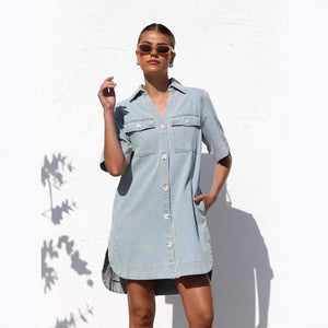 Soft Blue Shirt Dress