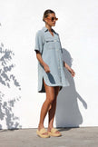 Soft Blue Shirt Dress