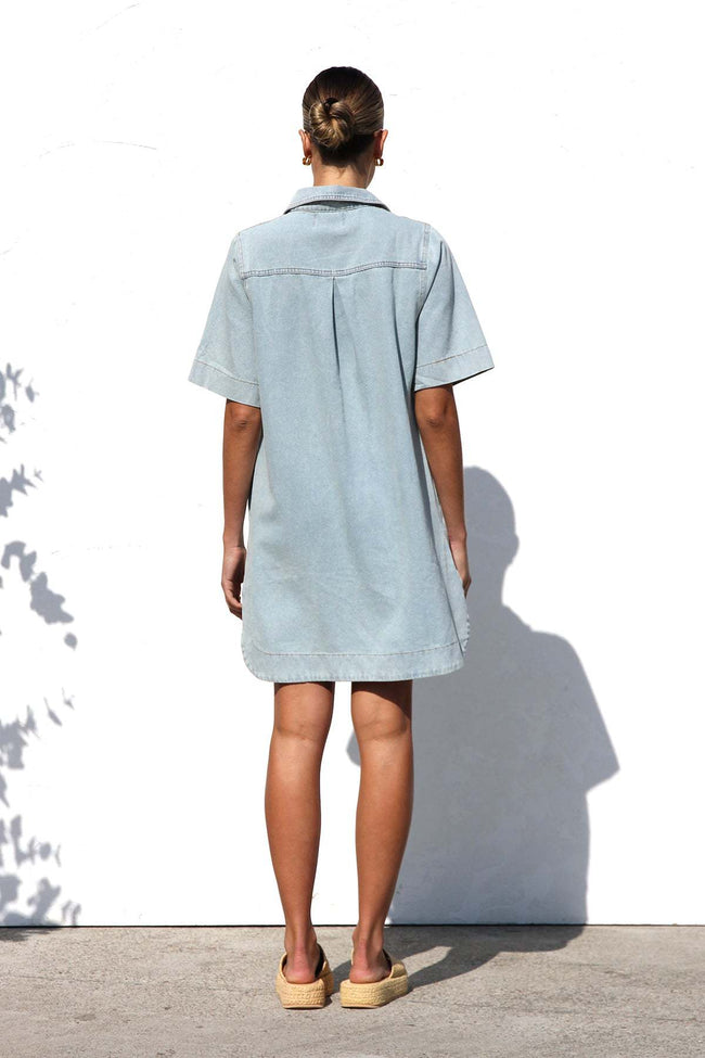 Soft Blue Shirt Dress