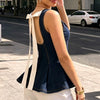 Blusa Denim Coquette Bow