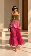 Vestido Sunset Bloom Plissé