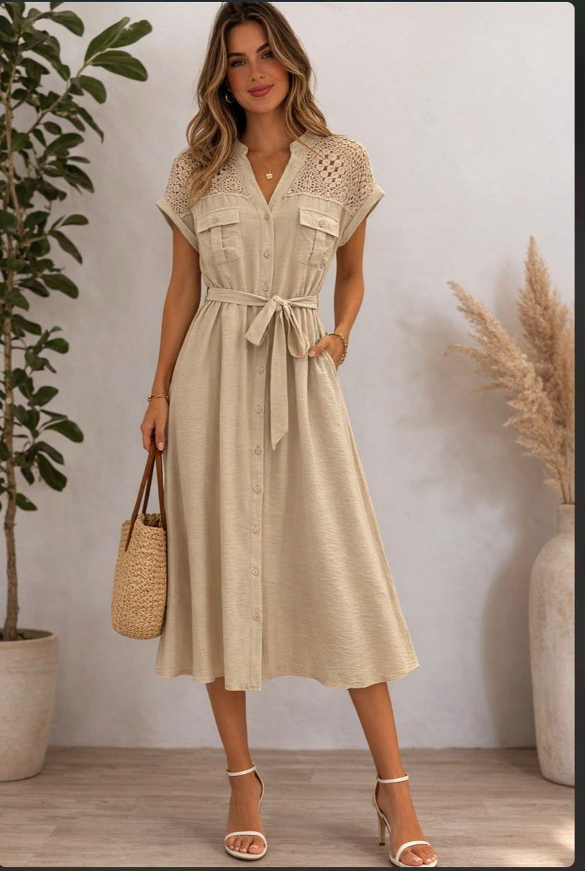 Linen Lace Elegance Dress